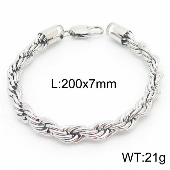 Wholesale Titanium Steel Geometric Sporty Style Spiral Hemp Rope Twist Chain Women's Bracelet