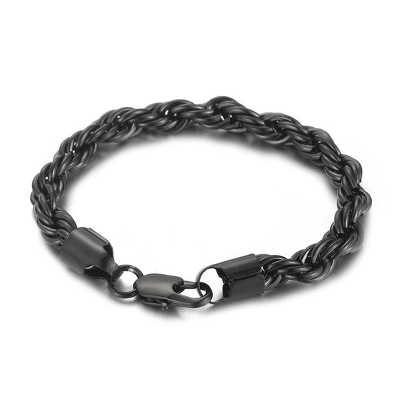 Wholesale Titanium Steel Geometric Sporty Style Spiral Hemp Rope Twist Chain Women's Bracelet