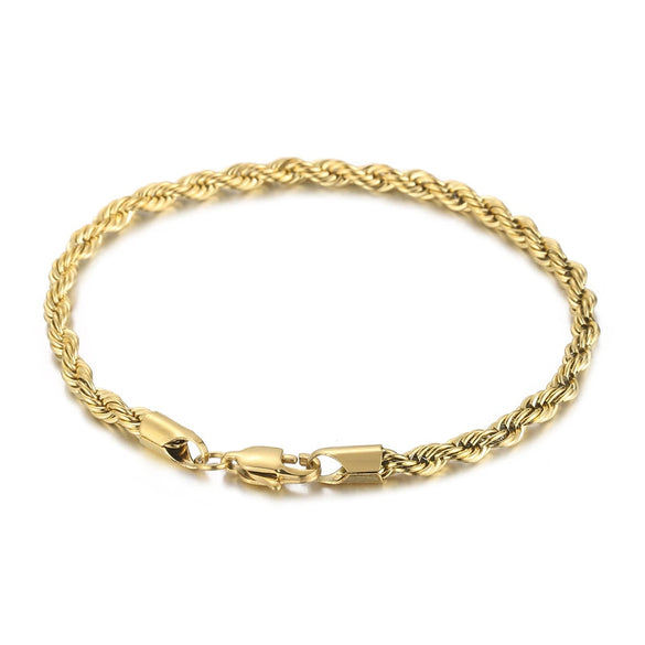 Wholesale Titanium Steel Geometric Sporty Style Spiral Hemp Rope Twist Chain Women's Bracelet
