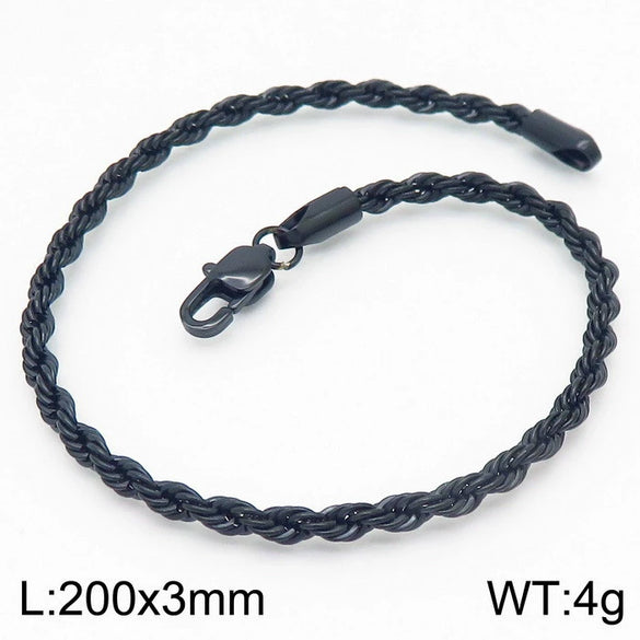 Wholesale Titanium Steel Geometric Sporty Style Spiral Hemp Rope Twist Chain Women's Bracelet