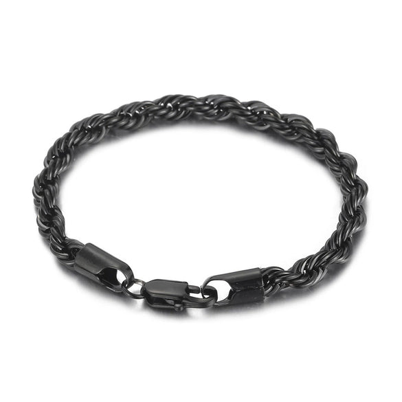Wholesale Titanium Steel Geometric Sporty Style Spiral Hemp Rope Twist Chain Women's Bracelet