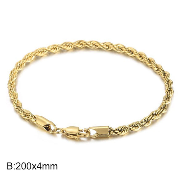 Wholesale Titanium Steel Geometric Sporty Style Spiral Hemp Rope Twist Chain Women's Bracelet