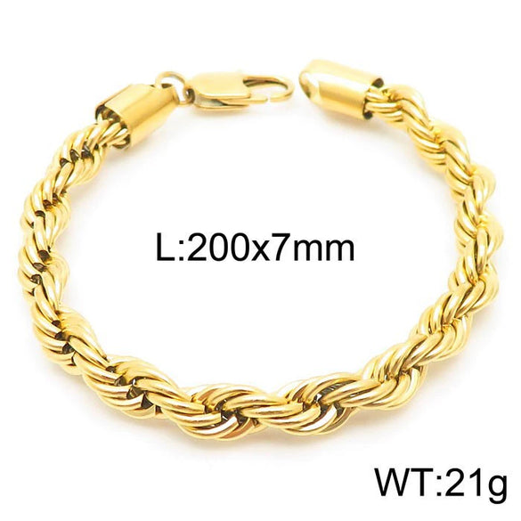Wholesale Titanium Steel Geometric Sporty Style Spiral Hemp Rope Twist Chain Women's Bracelet