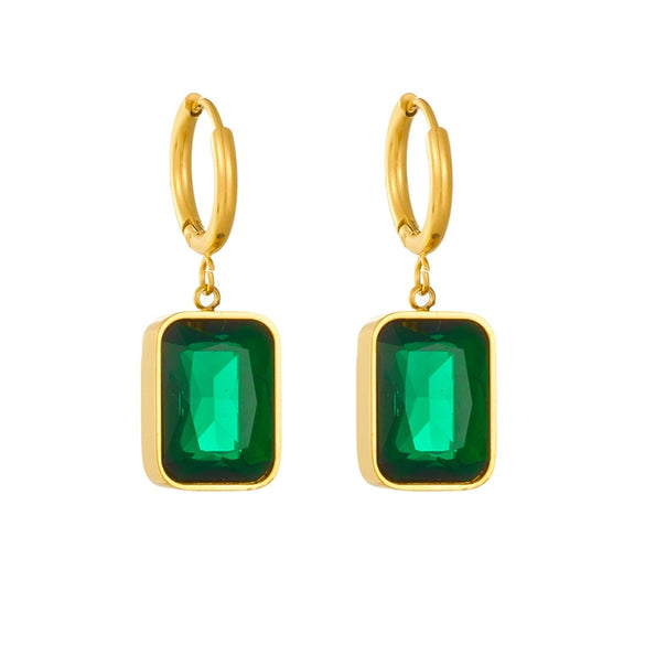 Wholesale Titanium Steel Geometric Square And Round Earrings Goldplated Fashion Retro Style For Women