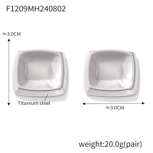 Wholesale Titanium Steel Geometric Square Concave Earrings Plated With 18K Gold Simple Style For Women