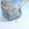 Wholesale 316L Stainless Steel Geometric Square Tassel Oval Pendant Double Layer Stacked Hip Hop Necklace For Women Electroplated