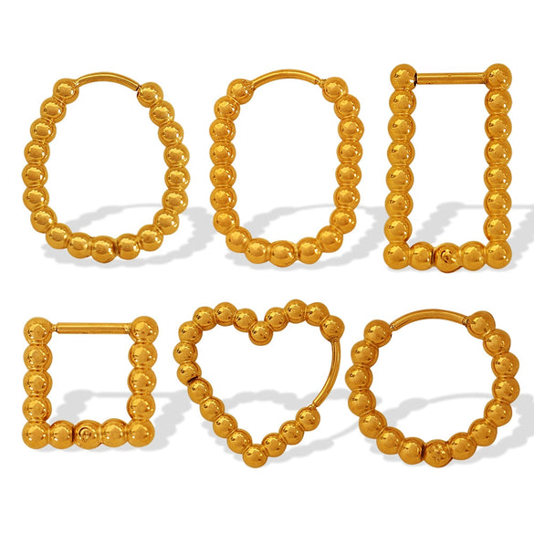 Wholesale 316L Stainless Steel Geometric Stud Earrings For Women Simple Retro Style With Gold Beads And Electroplating