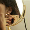 Wholesale Titanium Steel Geometric Stud Earrings 18K Gold Plated Triangle Hollow Unisex