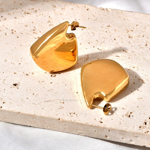 Wholesale Titanium Steel Geometric Stud Earrings 18K Goldplated For Women
