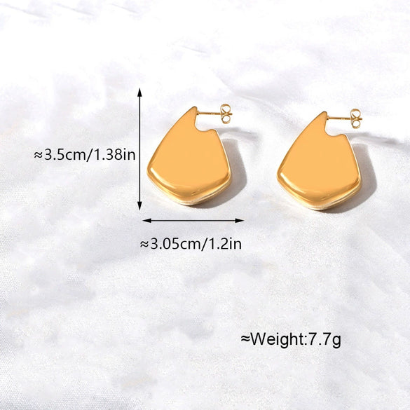 Wholesale Titanium Steel Geometric Stud Earrings 18K Goldplated For Women