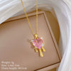 Wholesale Titanium Steel Geometric Style Diamond Necklace For Women And Men With Love Tassel Design