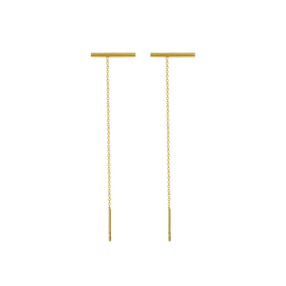 Wholesale 316L Stainless Steel Geometric Style Electroplated One Line Earring