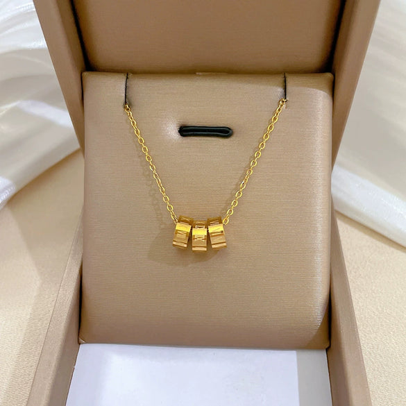 Wholesale Titanium Steel Geometric Style Electroplated Ring And Necklace For Unisex