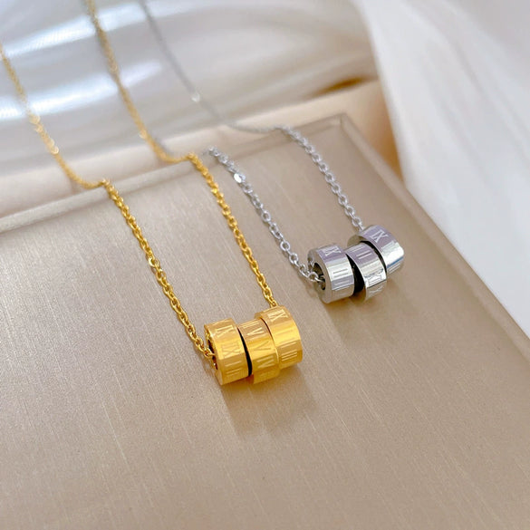 Wholesale Titanium Steel Geometric Style Electroplated Ring And Necklace For Unisex