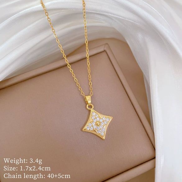 Wholesale Titanium Steel Geometric Style Electroplated Women's Necklace And Earrings Set