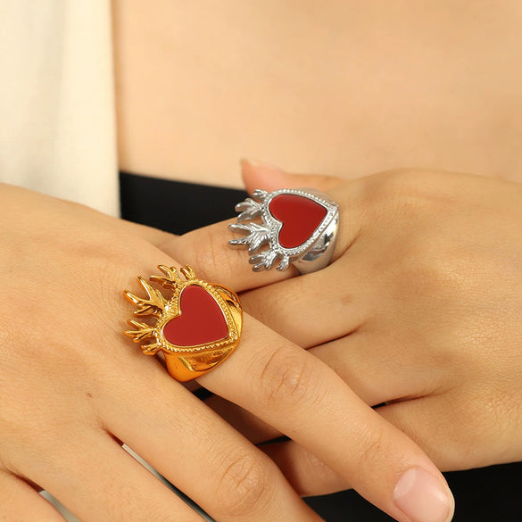 Wholesale 316L Stainless Steel Geometric Style Love Ring For Women With Electroplating Process
