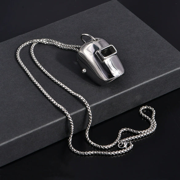 Wholesale Titanium Steel Geometric Style Welding Mask Necklace Pendant With Electroplating For Men And Women