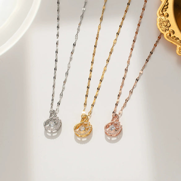 Wholesale Titanium Steel Geometric Swan Necklace With Electroplating For Women