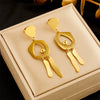Wholesale Titanium Steel Geometric Tassel Long Pendant Earrings For Women Electroplated