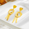 Wholesale Titanium Steel Geometric Tassel Long Pendant Earrings For Women Electroplated