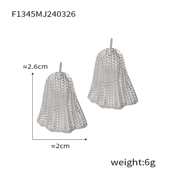 Wholesale 316L Stainless Steel Geometric Texture Electroplated Unisex Earrings