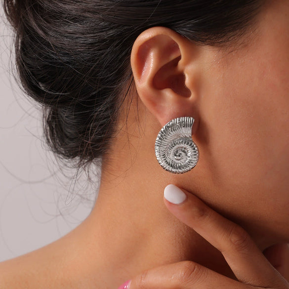 Wholesale 316L Stainless Steel Geometric Texture Electroplated Unisex Earrings