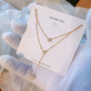 Wholesale Titanium Steel Geometric Three Tassel Double Layer O Chain Necklace For Women Electroplated
