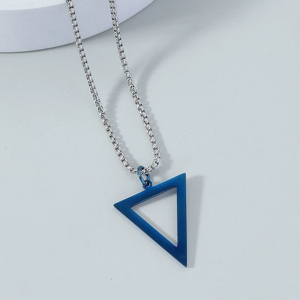 Wholesale Titanium Steel Geometric Triangle Pendant Necklace With Electroplating For Men