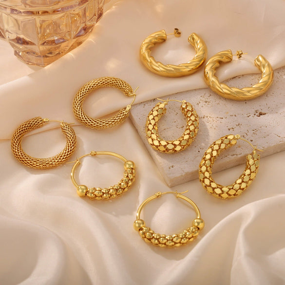 Wholesale Titanium Steel Geometric Twist Ctype Electroplated Women's Earrings