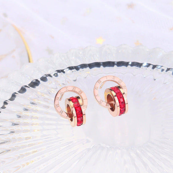 Wholesale Titanium Steel Geometric Tworing Women's Earrings