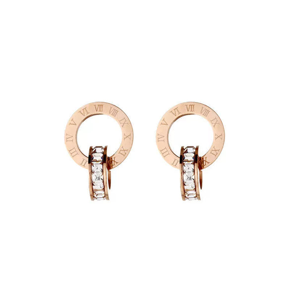 Wholesale Titanium Steel Geometric Tworing Women's Earrings