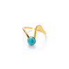 Wholesale Titanium Steel Geometric U Shape Niche Style Ring With 18K Gold Inlaid Natural Stone