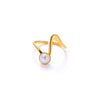 Wholesale Titanium Steel Geometric U Shape Niche Style Ring With 18K Gold Inlaid Natural Stone