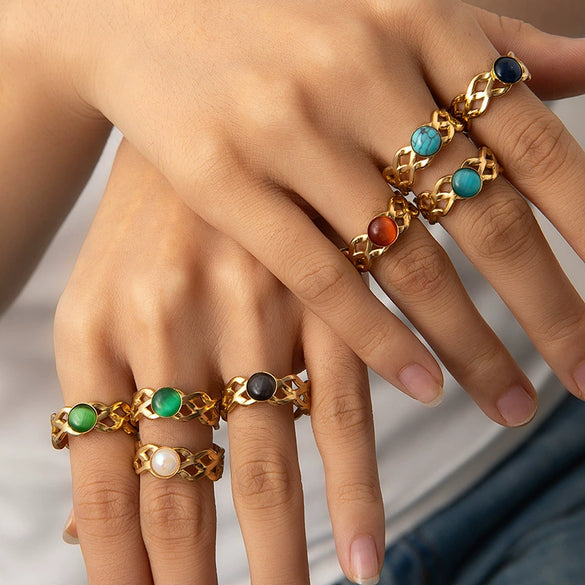 Wholesale Titanium Steel Geometric U Shape Ring With Electroplating For Women