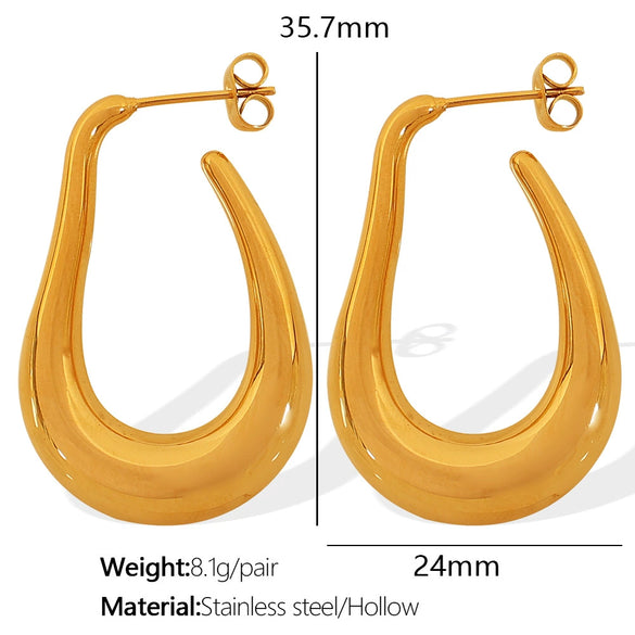 Wholesale 316L Stainless Steel Geometric U Shaped Exaggerated Hollow Earrings For Women With Electroplating Treatment
