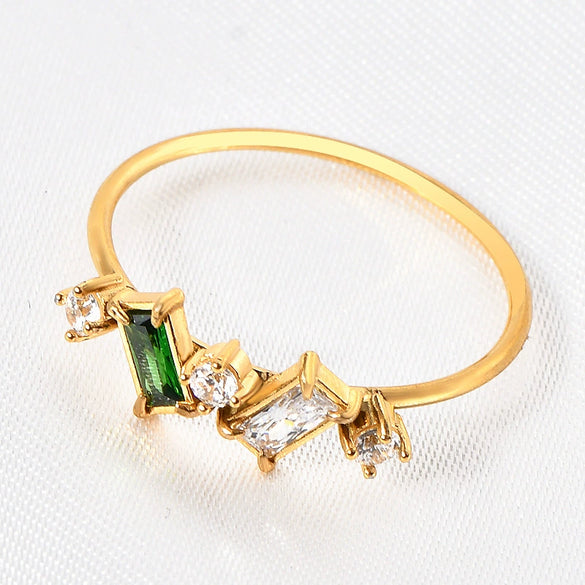 Wholesale Titanium Steel Geometric Ushape Diamond Ring For Women