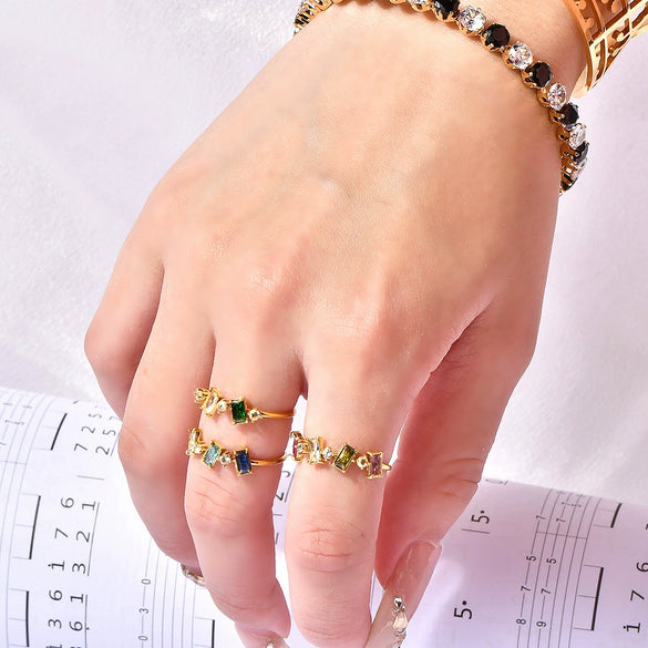 Wholesale Titanium Steel Geometric Ushape Diamond Ring For Women