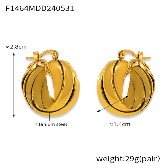 Wholesale 316L Stainless Steel Geometric Ushape Electroplated Women's Earrings