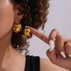 Wholesale 316L Stainless Steel Geometric Ushape Electroplated Women's Earrings
