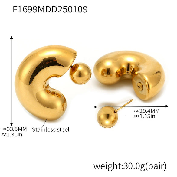 Wholesale Titanium Steel Geometric Ushaped And Cshaped Electroplated Earrings For Women