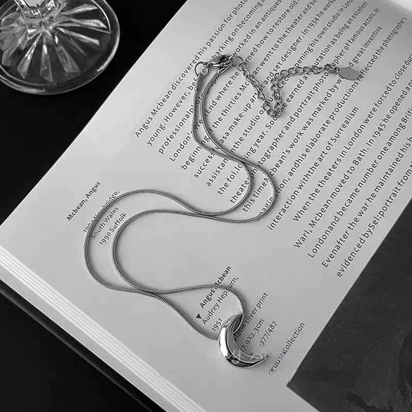 Wholesale Titanium Steel Geometric Ushaped Crescent Pendant Snake Bone Chain Necklace For Women And Men Polished Cold Style
