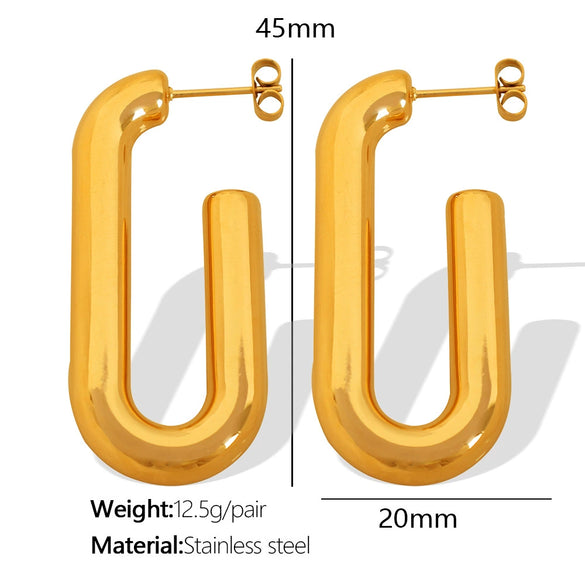 Wholesale 316L Stainless Steel Geometric Ushaped Vintage Electroplated Earrings For Women