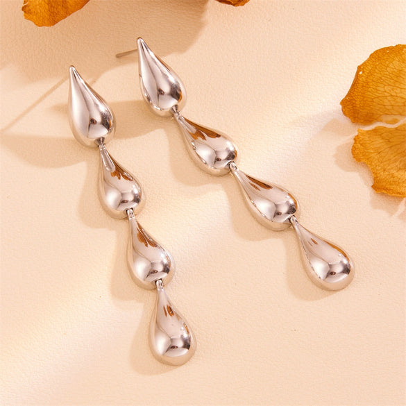 Wholesale Titanium Steel Geometric Water Drop Earrings Retro Style