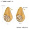 Wholesale 316L Stainless Steel Geometric Water Drop Shape Diamond Design Gold Plated Women's Earrings