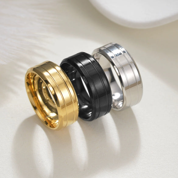Wholesale Titanium Steel Geometric Wedding Ring For Men And Women With Electroplating Treatment Simple And Elegant Style