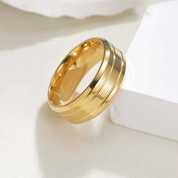 Wholesale Titanium Steel Geometric Wedding Ring For Men And Women With Electroplating Treatment Simple And Elegant Style