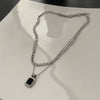 Wholesale Titanium Steel Geometric Women's Double Layer Stacked Clavicle Necklace With Electroplating Design