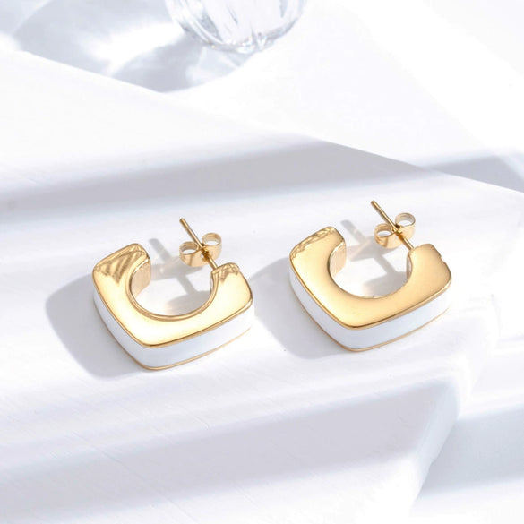 Wholesale Titanium Steel Geometric Women's Earrings With Electroplating Light Luxury Simple Temperament All Match High End Sense
