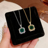 Wholesale Titanium Steel Geometric Zircon Inlaid Pendant Necklace For Women