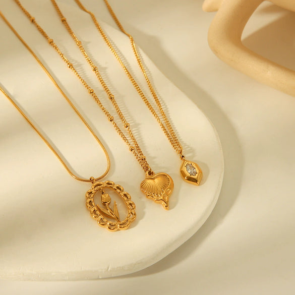 Wholesale Titanium Steel Geometric Zircon Necklace For Women
